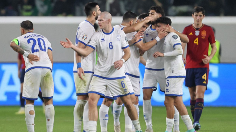 Kipras valstsvienības futbolisti. Foto: Yiannis Kourtoglou/Reuters/Scanpix