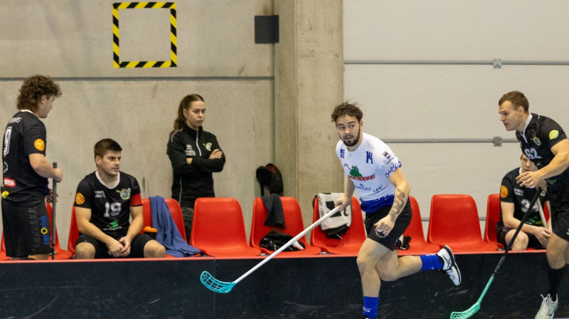 Markuss Nazarovs atzīmējās ar trim vārtu guvumiem, foto: Floorball.lv