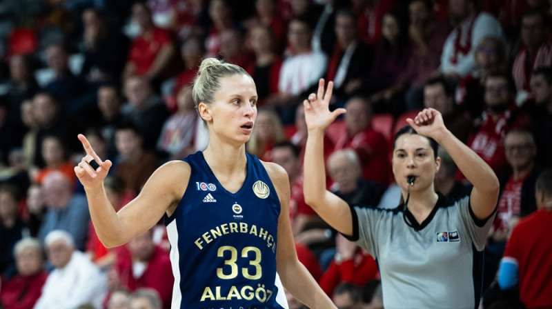 Kitija Laksa 2023. gada 29. novembrī Miškolcā. Foto: EuroLeague Women