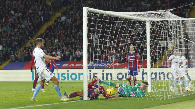 Kristiana Stuani vārtu guvuma mirklis. Foto: Albert Gea/Reuters/Scanpix