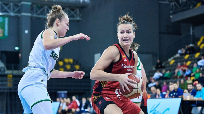 Aleksa Gulbe 2023. gada 6. decembrī. Foto: EuroLeague Women