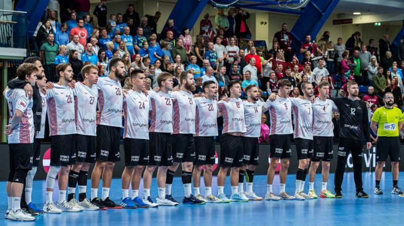 Latvijas handbola izlase. Foto: Joonas Kuuskla/Eesti Käsipalliliit.