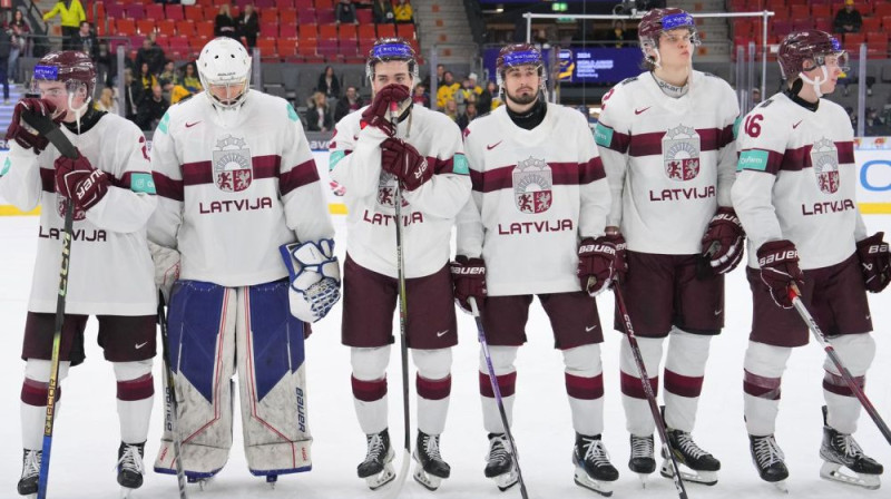 Latvijas U20 hokejisti. Foto: IIHF