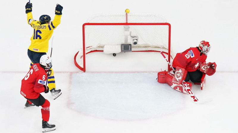 Ripa Šveices U20 valstsvienības vārtos. Foto: IIHF