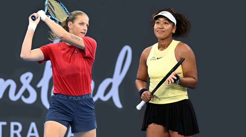 Karolīna Pliškova un Naomi Osaka. Foto: brisbaneinternational.com.au