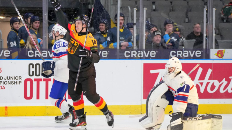 Vācijas U20 valstsvienības uzbrucējs Kevins Bikers. Foto: IIHF