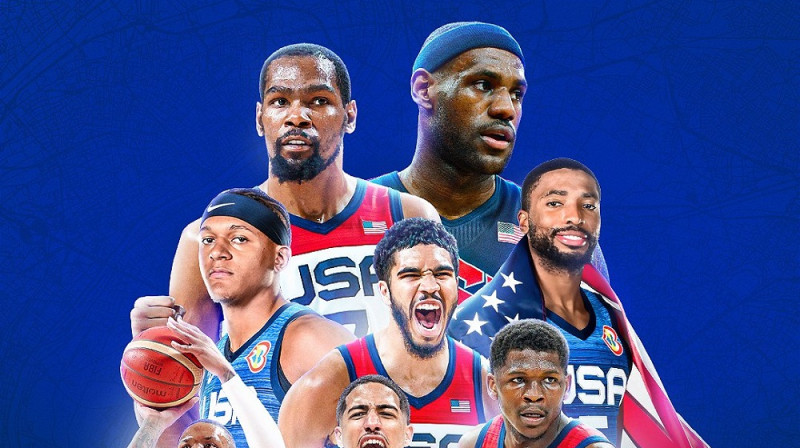 Lebrons Džeimss un Kevins Durents. Foto: USA Basketball