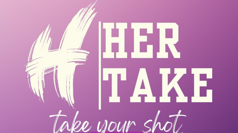 "Her take" logo