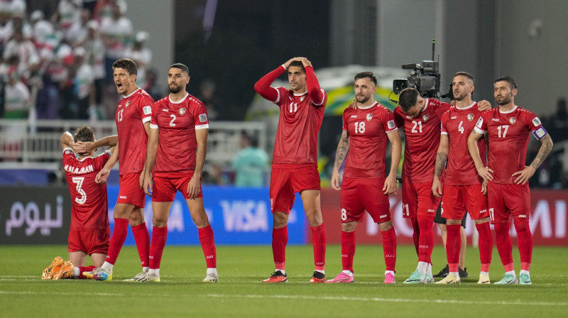 Sīrijas valstsvienības futbolisti. Foto: Aijaz Rahi/AP/Scanpix