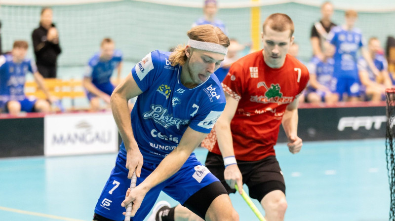 Abu komandu #7 (Bruno Beķeris un Niks Blumfelds) ir starp kluba rezultatīvākajiem spēlētājiem, foto: Floorball.lv