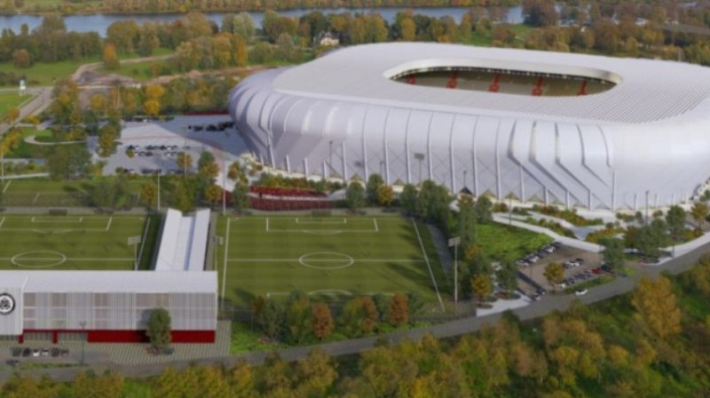 Nacionālā stadiona projekta vizualizācija Rīgas domes preses relīzē