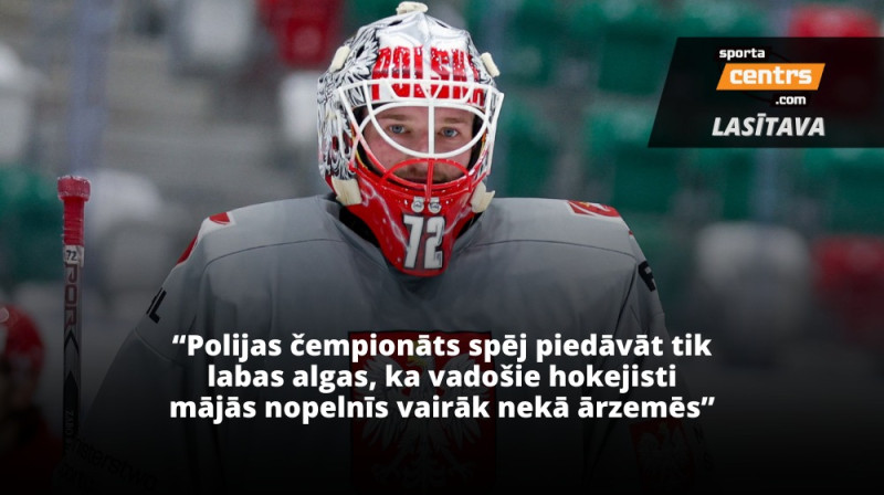 Polijas vārtsargs Dāvids Zabolotnijs. Foto: Polski Hokej