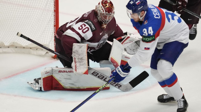 Kristers Gudļevskis darbībā. Foto: IIHF