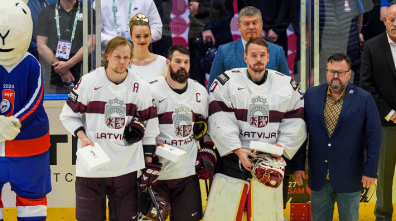 Rodrigo Ābols, Kaspars Daugaviņš, Kristers Gudļevskis. Foto: LHF