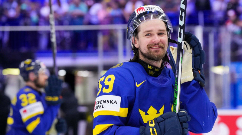 Zviedru uzbrucējs Līnuss Jūhansons. Foto: IIHF