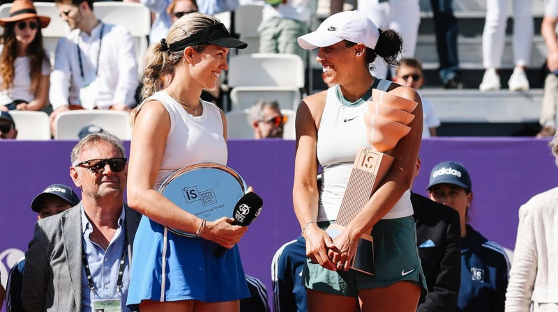 Strasbūras fināla dalībnieces Daniela Kolinsa un Medisona Kīza. Foto: WTA