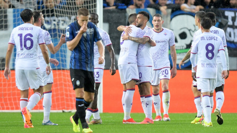 Mirklis pēc Florences "Fiorentina" vārtu guvuma Bergamo. Foto: Daniele Mascolo/Reuters/Scanpix