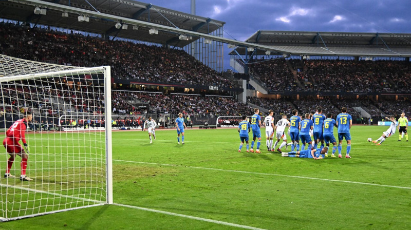 Mirklis no Vācijas un Ukrainas valstsvienību spēles. Foto: Jan Huebner/Imago Images/Scanpix