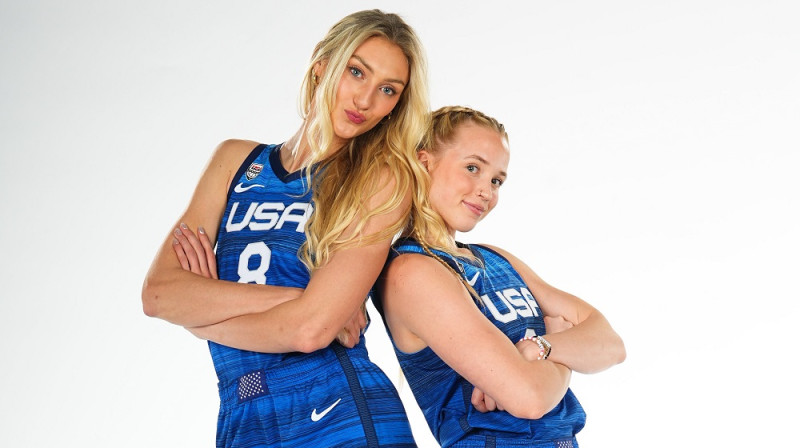 Kamerona Brinka (Los Angeles Sparks) un Heilija Van Lita (TCU). Foto: USA Basketball
