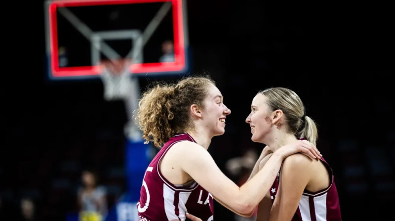 Luīze Sila un Enija Vīksne. Foto: FIBA