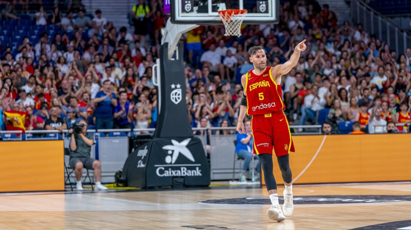 Rūdijs Fernandess savā pēdējā pārbaudes spēlē Spānijas valstsvienības rindās. Foto: Baloncesto España