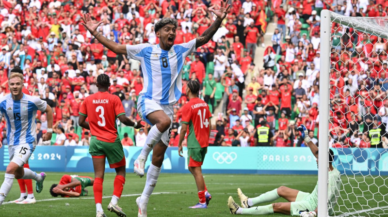 Mirklis pēc argentīnieša Kristiana Medinas vārtu guvuma kompensācijas laika 16. minūtē. Foto: Frederic Chambert/PanoramiC/Imago Images/Scanpix