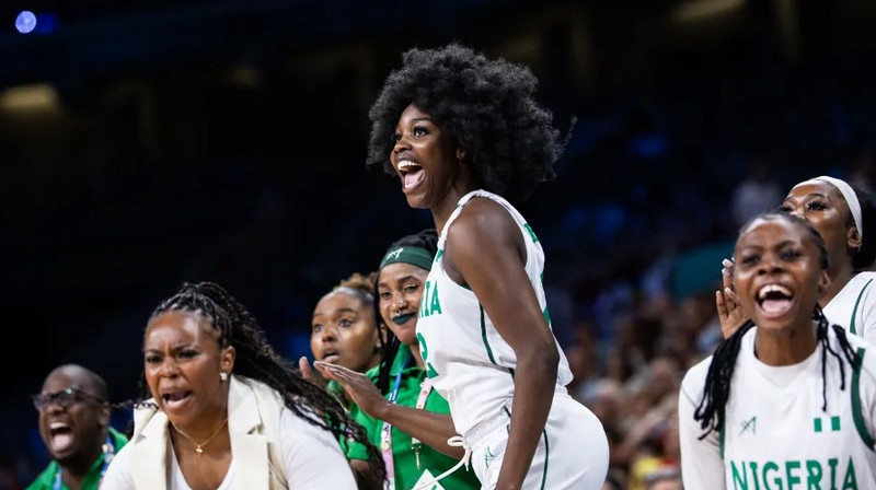 Nigērijas basketbolistes 2024. gada 29. jūlijā Pjēra Moruā stadionā Lillē. Foto: FIBA