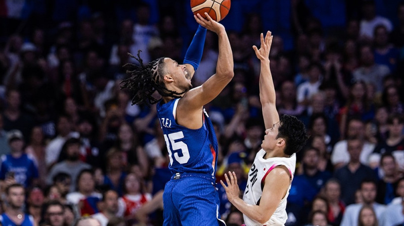 Metjū Štrāzēls 2024. gada 30. jūlijā Pjēra Moruā stadionā. Foto: Team France Basket