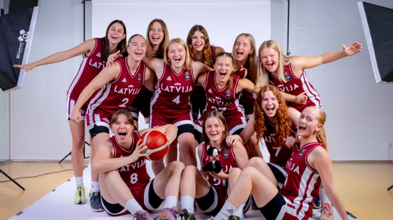 Latvijas U18 meitenes 2024. gada 2. augustā. Foto: FIBA