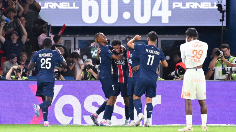 Mirklis pēc Parīzes "Saint-Germain" piektā vārtu guvuma pret "Montpellier".
Foto: Federico Pestellini/PanoramiC/Imago Images/Scanpix