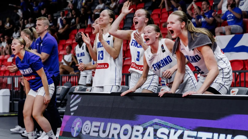 Somijas U16 basketbolistes 2024. gada 24. augustā DVTK arēnā. Foto: FIBA