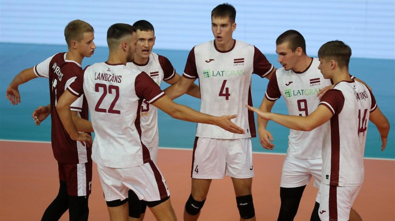 Latvijas U20 valstsvienības volejbolisti. Foto: CEV