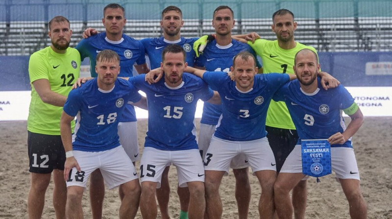 Igaunijas pludmales futbolisti. Foto: EFF