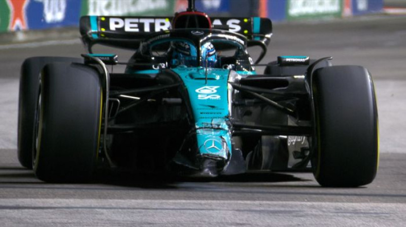 Džordžs Rasels pēc avārijas. Foto: f1.com