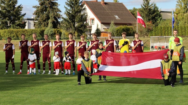 Latvijas U15 izlases futbolisti. Foto: Urząd Gminy w Sicienku