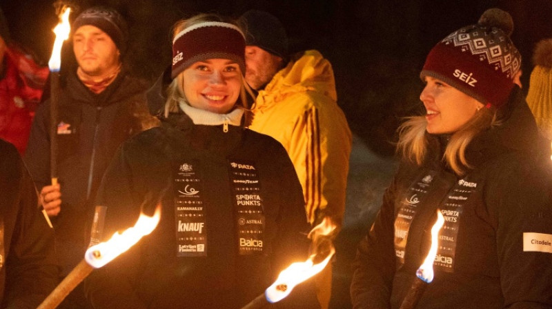 Elīna Bota un Kendija Aparjode. Foto: International Luge Federation