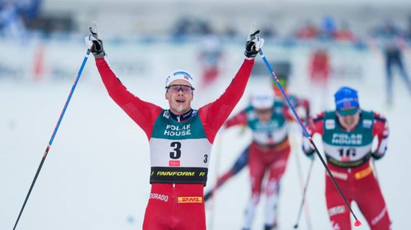 Haralds Estbergs Amundsens uzvar Rukā 20km. Foto: NTB.