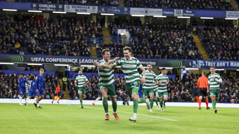 Mirklis pēc igauņa Markusa Poma (Nr. 19) vārtu guvuma "Stamford Bridge" stadionā.
Foto: Ηenning von Jagow/Zumapress.com/Scanpix