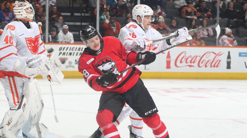 Rodrigo Ābols spēlē pret Šarlotas "Checkers". Foto: Lehigh Valley Phantoms