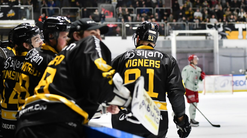 Pēc Rolanda Vīgnera vārtu guvuma. Foto: Stephane Heude/Dragons de Rouen