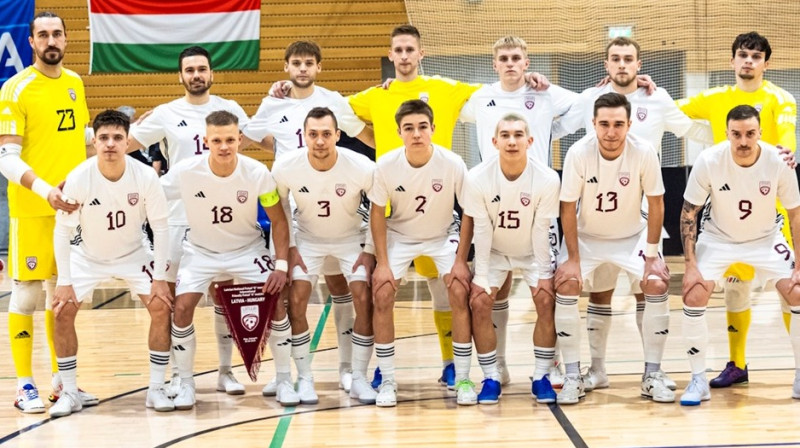 Latvijas telpu futbola izlase. Foto: LFF
