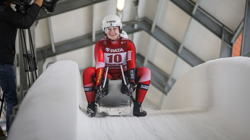 Latvijas kamaniņu divnieks Marta Robežniece/Kitija Bogdanova Foto: International Luge Federation/Facebook