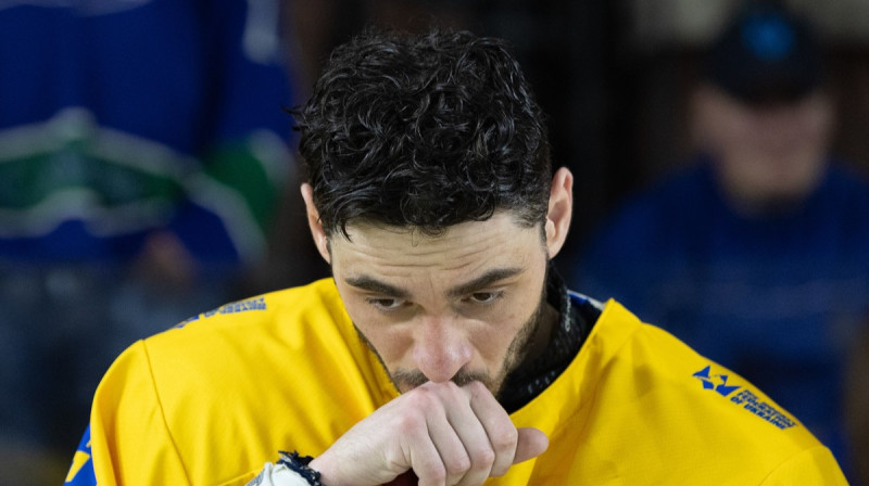 Ukrainas valstsvienības uzbrucējs Viktors Zaharovs. Foto: Zsolt Halmágyi/Sportfoto Press