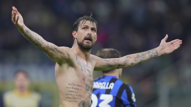 Milānas "Inter" izlīdzinājuma vārtu autors Frančesko Ačerbi. Foto: AP/Scanpix