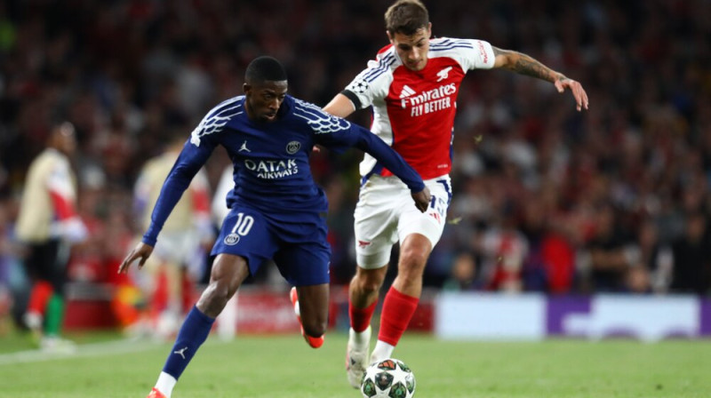Usmans Dembelē pret Jakubu Kivioru. Foto: ZUMAPRESS/Scanpix