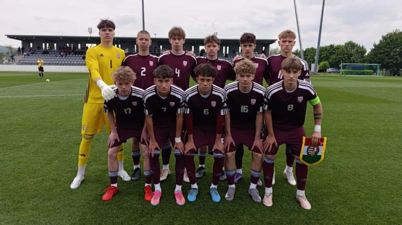 Latvijas U18 izlases futbolisti Ungārijā. Foto: LFF