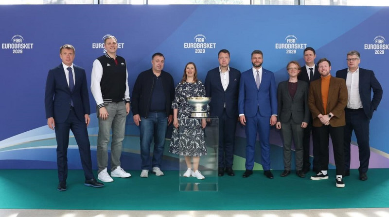 Igaunijas basketbola vadība 2025. gada 22. maijā Rīgā. Foto: Kaspars Cipruss
