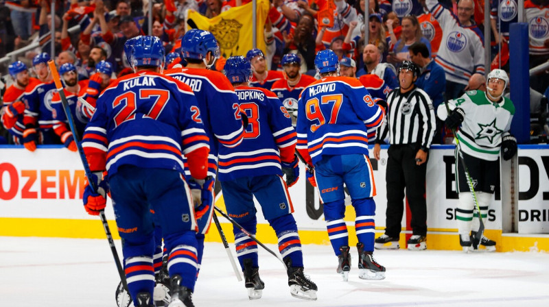 Mirklis pēc Edmontonas "Oilers" vārtu guvuma Stenlija kausa Rietumu konferences finālā. Foto: