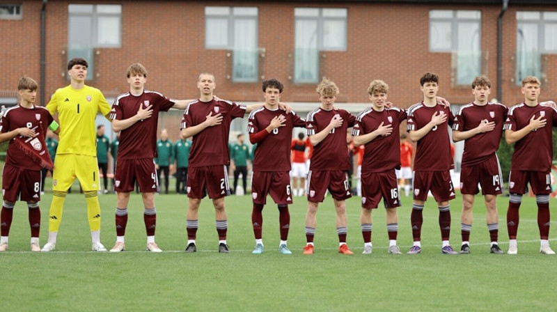 Latvijas U17 futbolisti. Foto: LFF