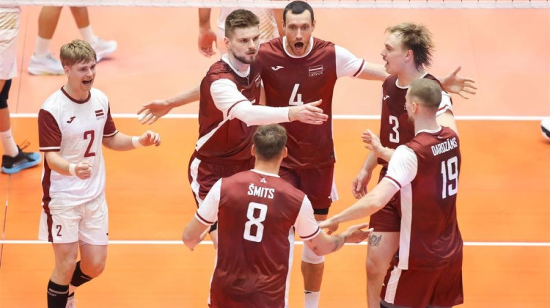 Latvijas izlases volejbolisti Foto: CEV
